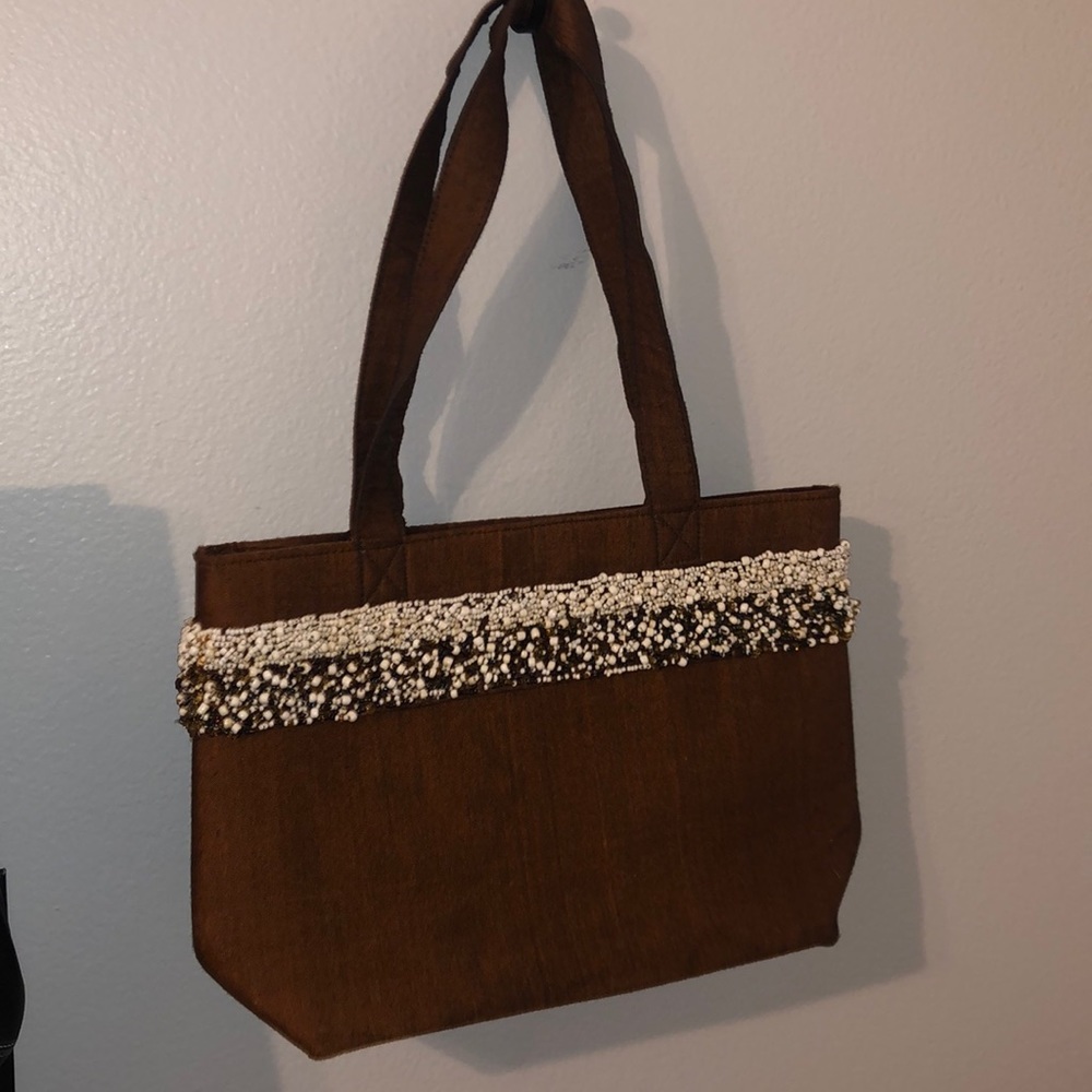 Hipster boho bag shimmery gold puka shell